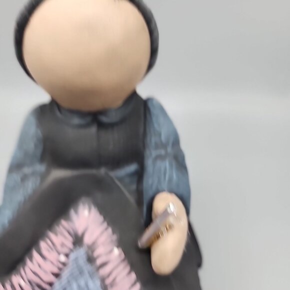 Amish Family Ceramic Figurine Amish Sitting Girl on Bench 7" Tall - Picture 3 of 9